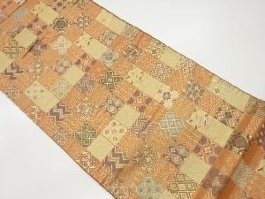 市松に古典柄模様織出し袋帯